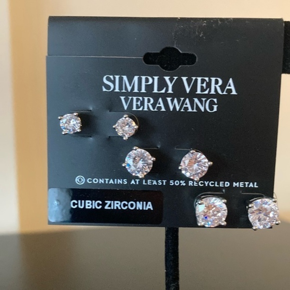 Simply Vera Vera Wang Silver Cubic Zirconia Earring Trio